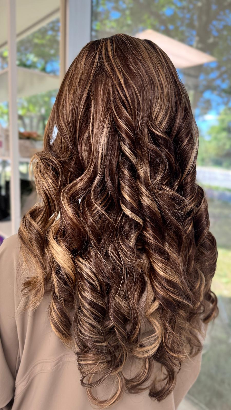 Professional hair styling at HB Beauty salon in Waterloo - balayage and styling results